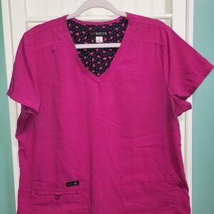 Koi Basic Women's Fuchsia Short Sleeve Scrub Top
